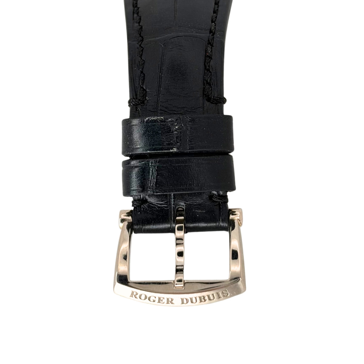 Much More 18K White Gold Silver Dial Black Strap