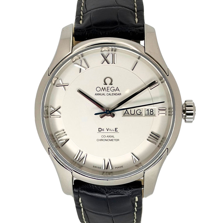 De Ville Annual Calendar Stainless Steel White Dial Blue Strap