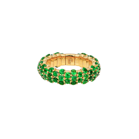 18K Yellow Gold Tsavorite Slim Domed Stretch Ring