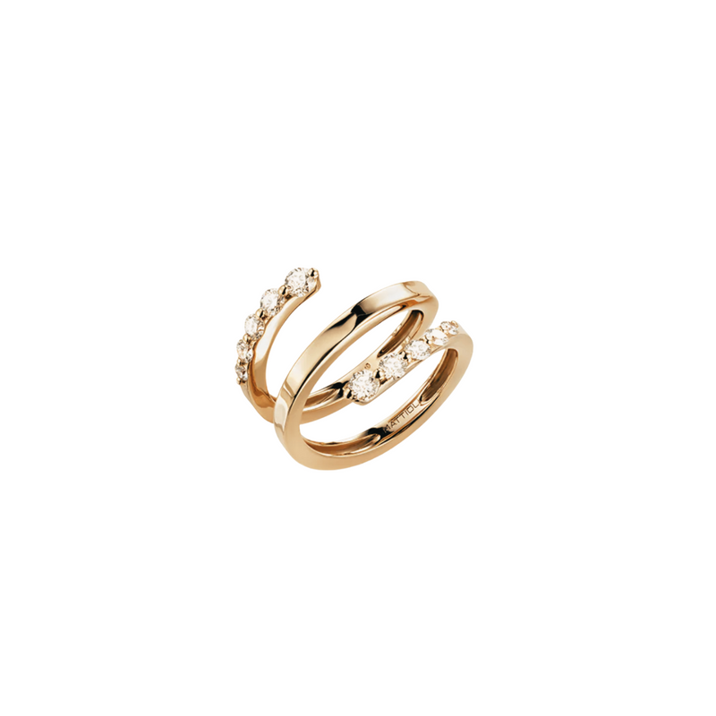 18K Yellow Gold & Diamond Aspis Ring