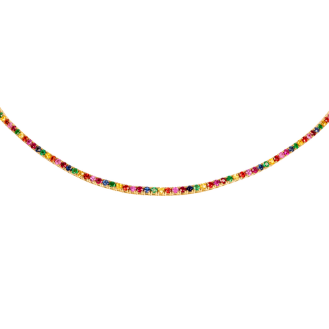 18K Rose Gold & Multicolor Sapphire Tennis Necklace