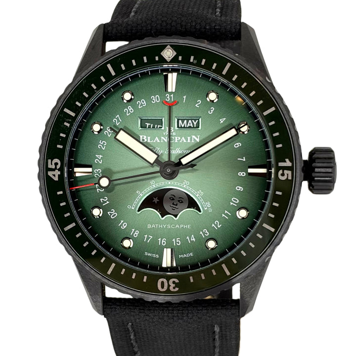Bathyscaphe Complete Calendar 43.5mm Black Ceramic Green Dial