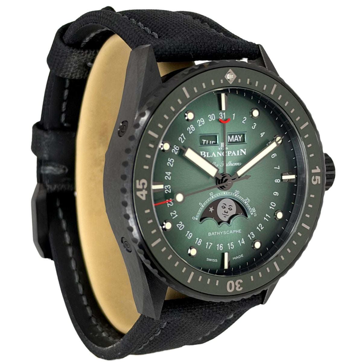 Bathyscaphe Complete Calendar 43.5mm Black Ceramic Green Dial