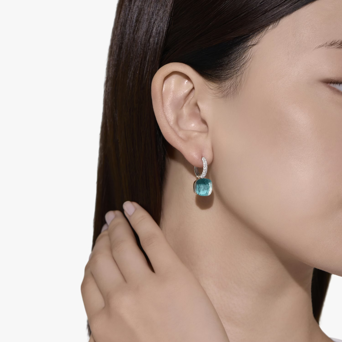 Pomellato Jewelry - Nudo 18K Rose Gold Blue Topaz & Agate Diamond Earrings | Manfredi Jewels