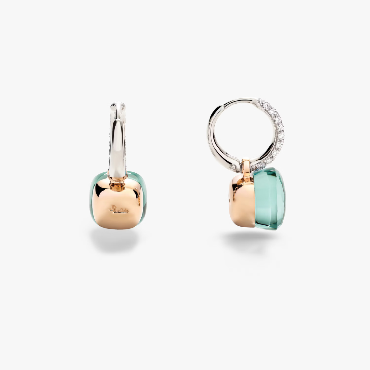 Pomellato Jewelry - Nudo 18K Rose Gold Blue Topaz & Agate Diamond Earrings | Manfredi Jewels