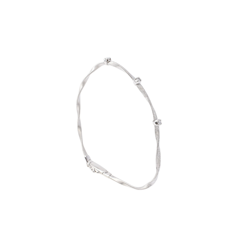 Marco Bicego Jewelry - Marrakech 18K White Gold Diamond Stackable Bangle Bracelet | Manfredi Jewels
