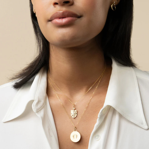 Small "Baby Feet" Necklace with Diamonds