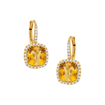 Limoncello 18K Yellow Gold Citrine Diamond Halo Drop Earrings