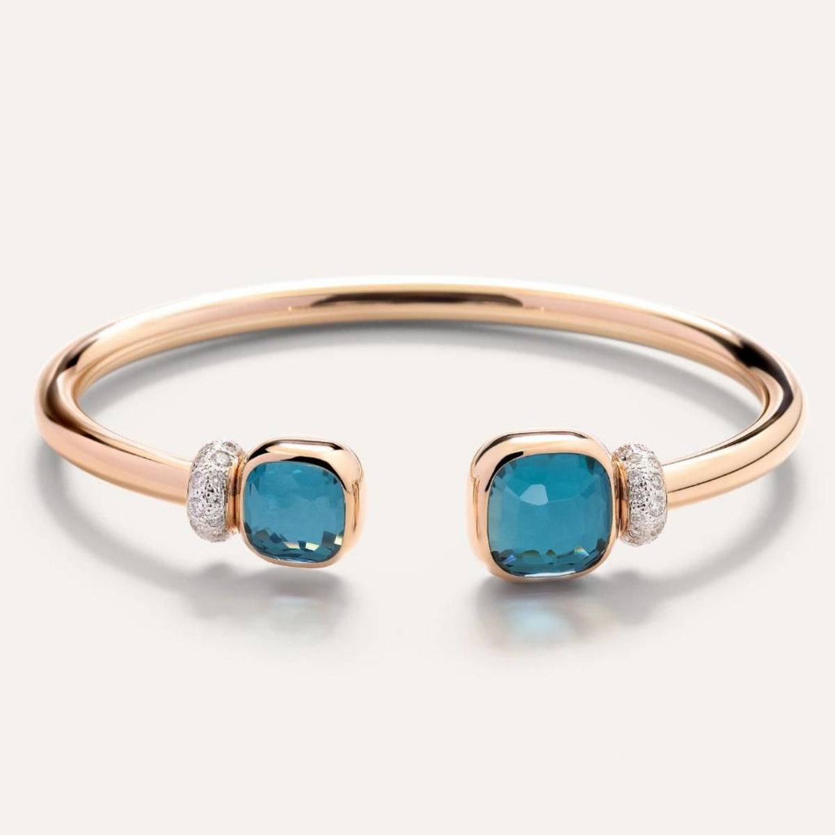 Pomellato Jewelry - Nudo 18K Rose Gold Blue London Topaz & Diamond Bracelet | Manfredi Jewels