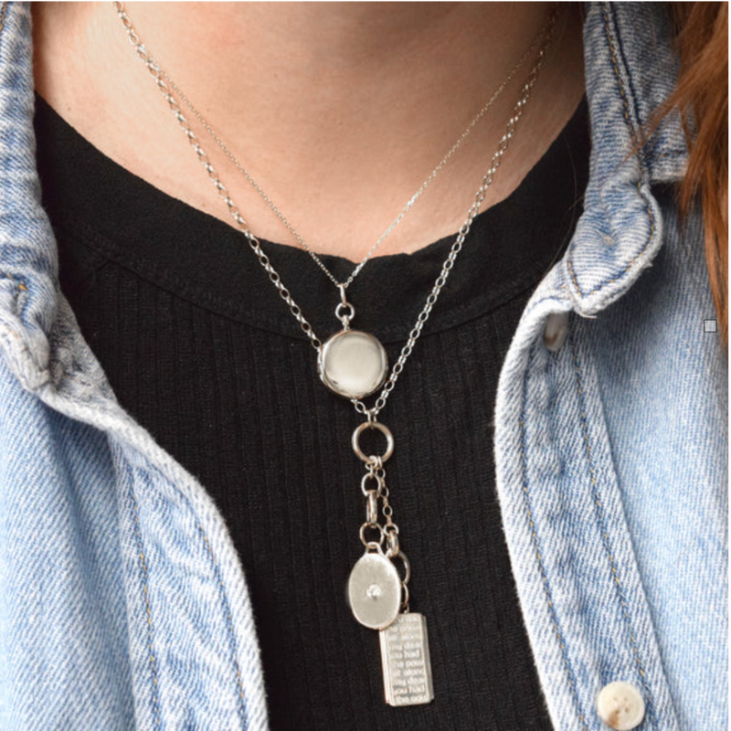 Sterling Silver Oval Half Locket with Sapphire