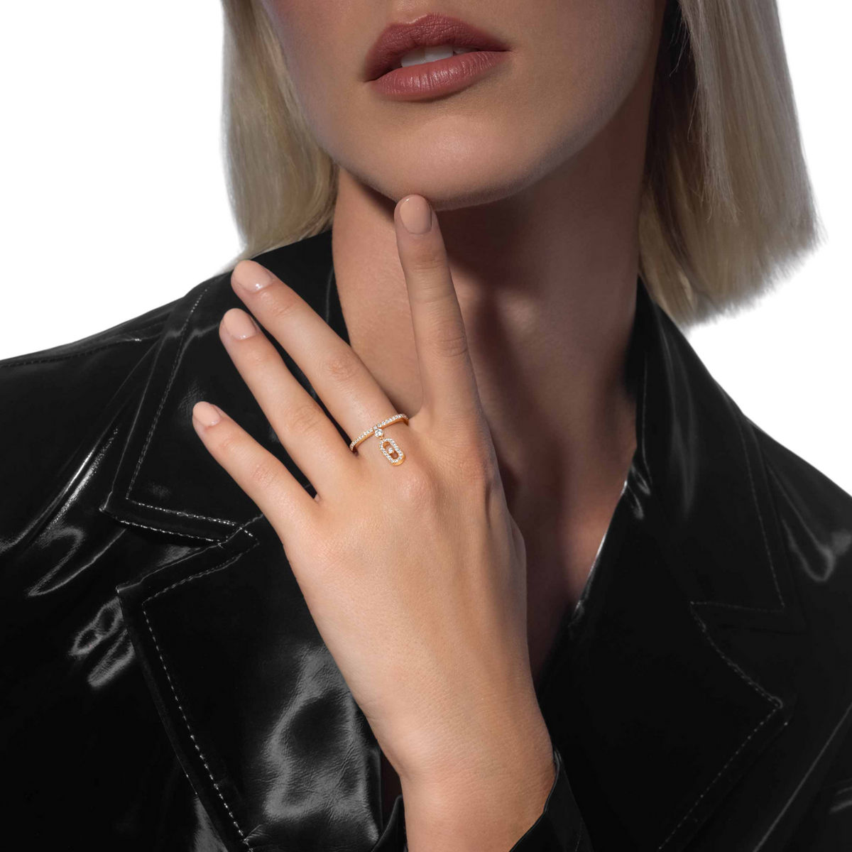 Messika Jewelry - Move Uno 18K Yellow Gold Pavé Diamond Drop Ring | Manfredi Jewels