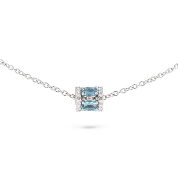 Miseno Jewelry - Procida 18K White Gold Diamonds & Aquamarine Pendant Necklace | Manfredi Jewels