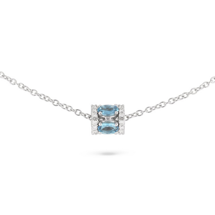 Miseno Jewelry - Procida 18K White Gold Diamonds & Aquamarine Pendant Necklace | Manfredi Jewels