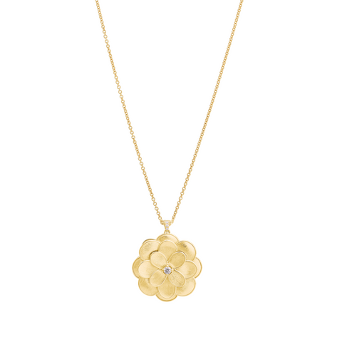 Lunaria Petali 18K Yellow Gold Diamond Large Flower Pendant Necklace