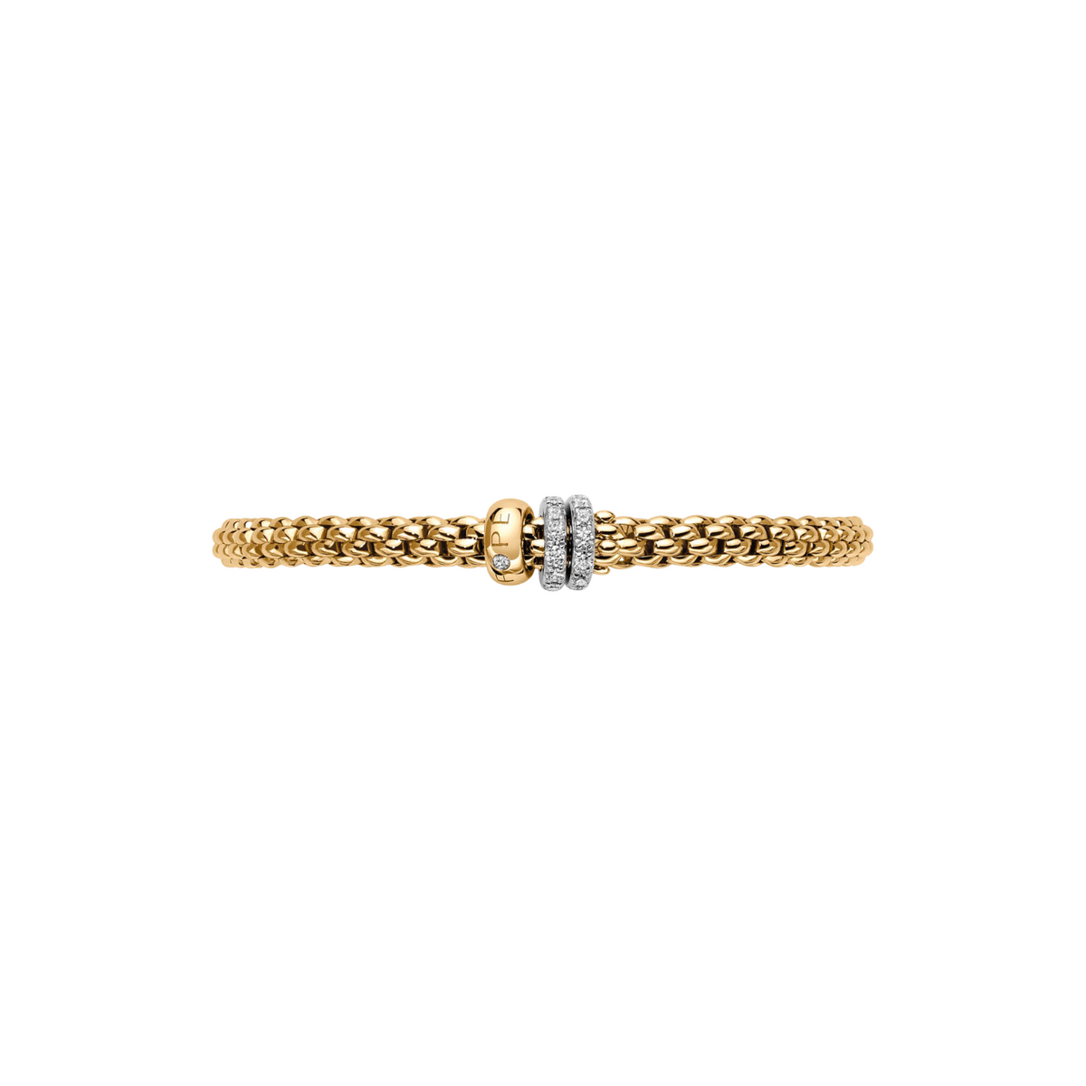 Fope Jewelry - Solo 18K Yellow & White Gold Pavè Diamond Flex’it Bracelet | Manfredi Jewels