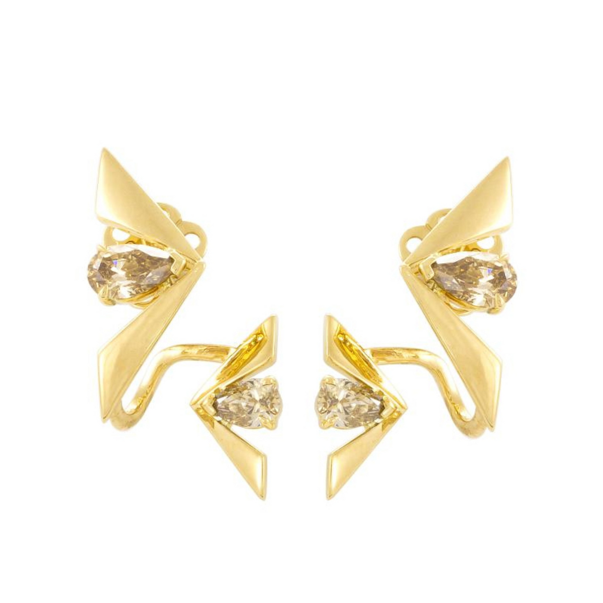Etho Maria Jewelry - Penna 18K Yellow Gold Brown Diamond Earrings | Manfredi Jewels