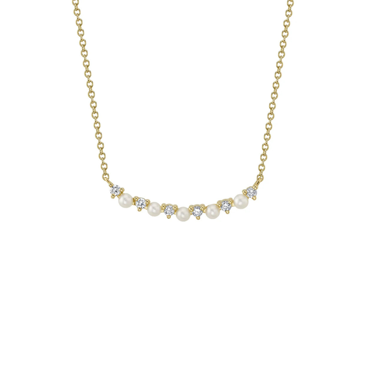 Jackie 14K Yellow Gold 0.12ct Diamond & Cultured Pearl Necklace