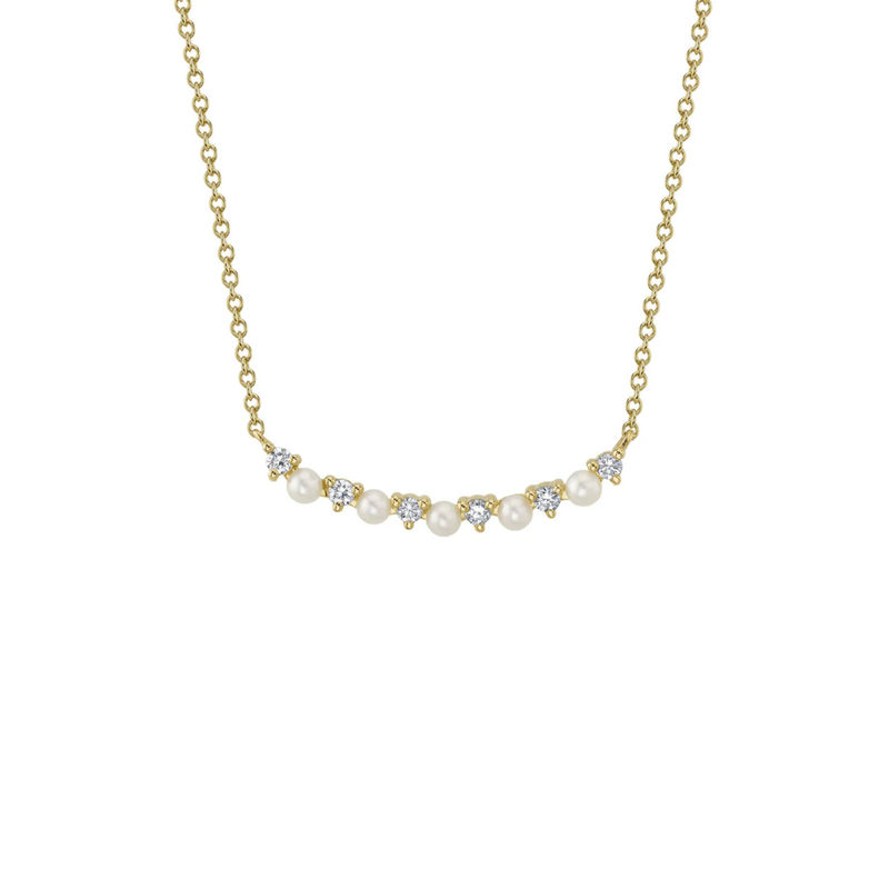 Jackie 14K Yellow Gold 0.12ct Diamond & Cultured Pearl Necklace