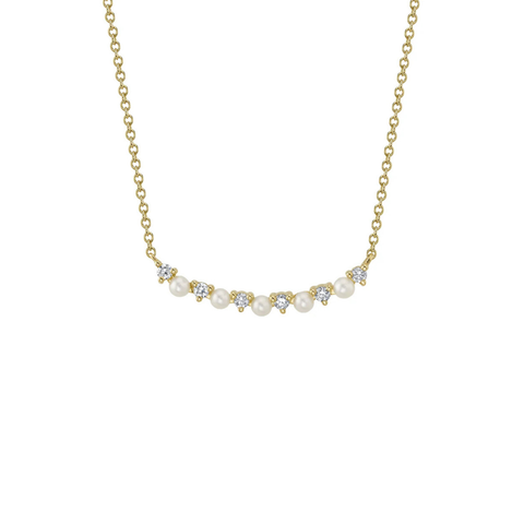 Jackie 14K Yellow Gold 0.12ct Diamond & Cultured Pearl Necklace