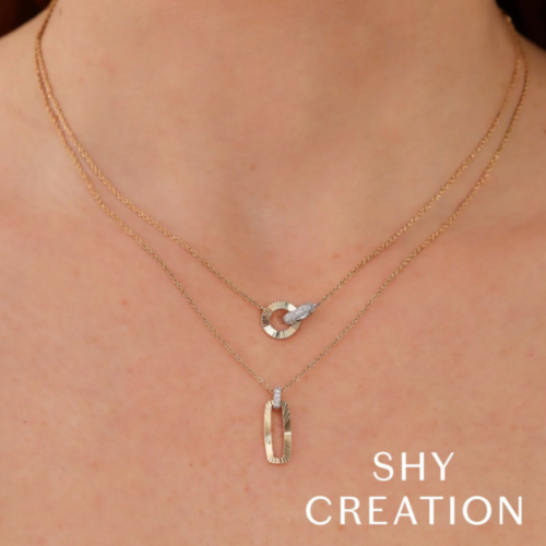 14K Yellow Gold & Diamond Interlocking Pendant