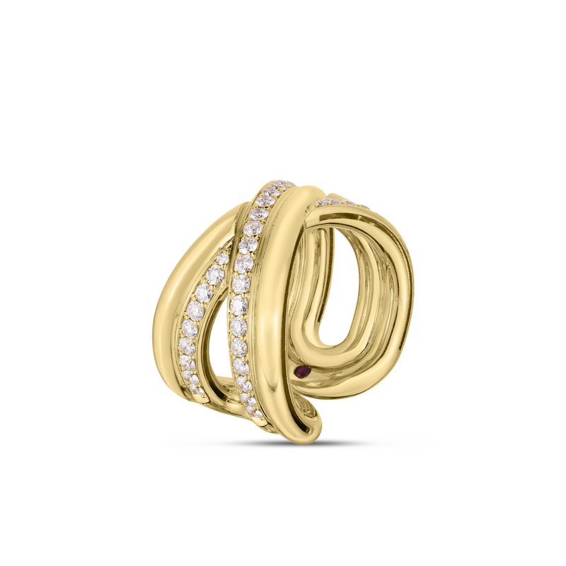 Cialoma 18K Yellow Gold Diamond Crossover Ring