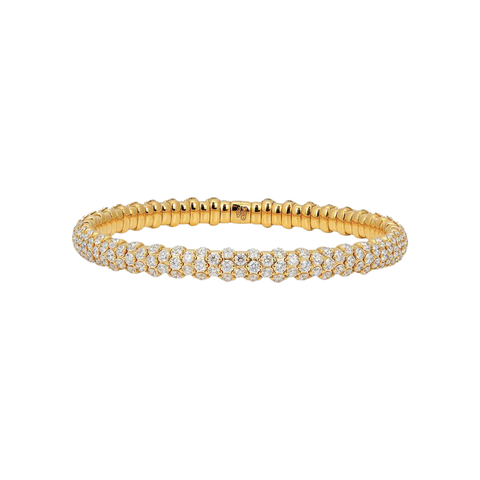 18K Yellow Gold & Diamond Domed Stretch Bracelet