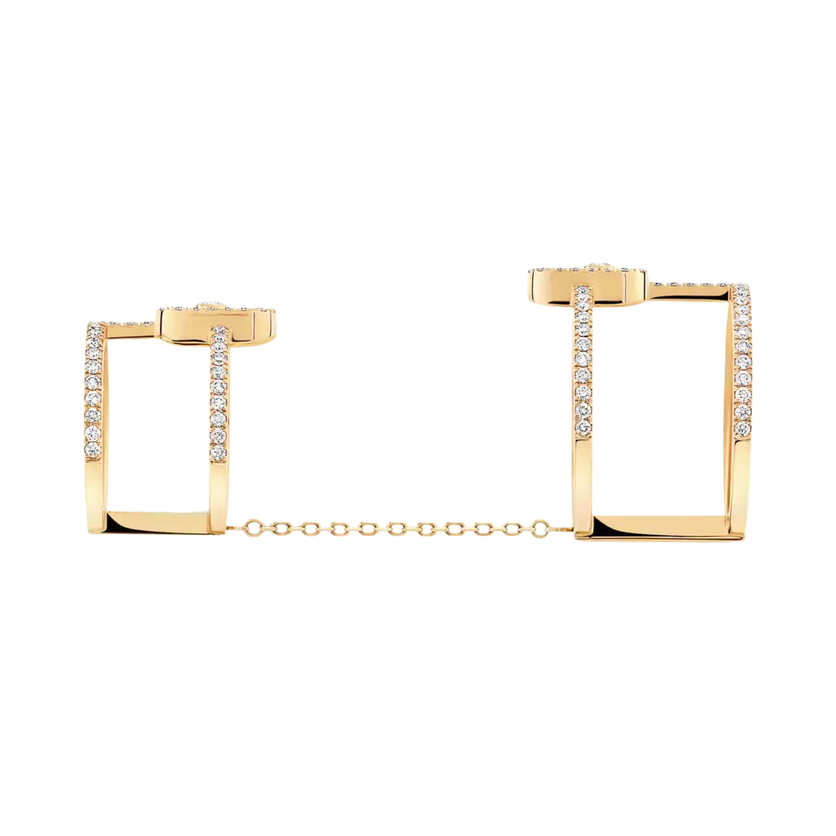 Messika Jewelry - Move Uno 18K Yellow Gold Pavé Double Diamond Ring | Manfredi Jewels
