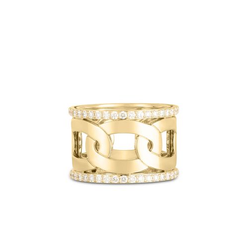 Navarra 18K Yellow Gold Wide Band Diamond Ring