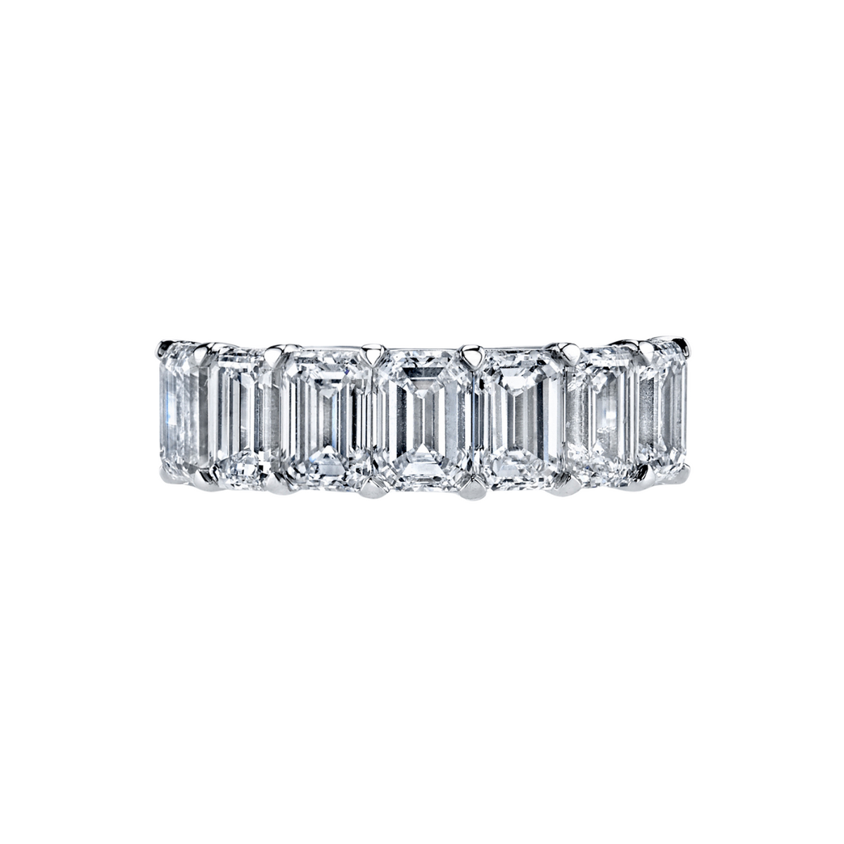 Manfredi Jewels - Platinum 7-Stone Emerald Cut Diamond Buttercup Band – 2.77 CTW | Manfredi Jewels