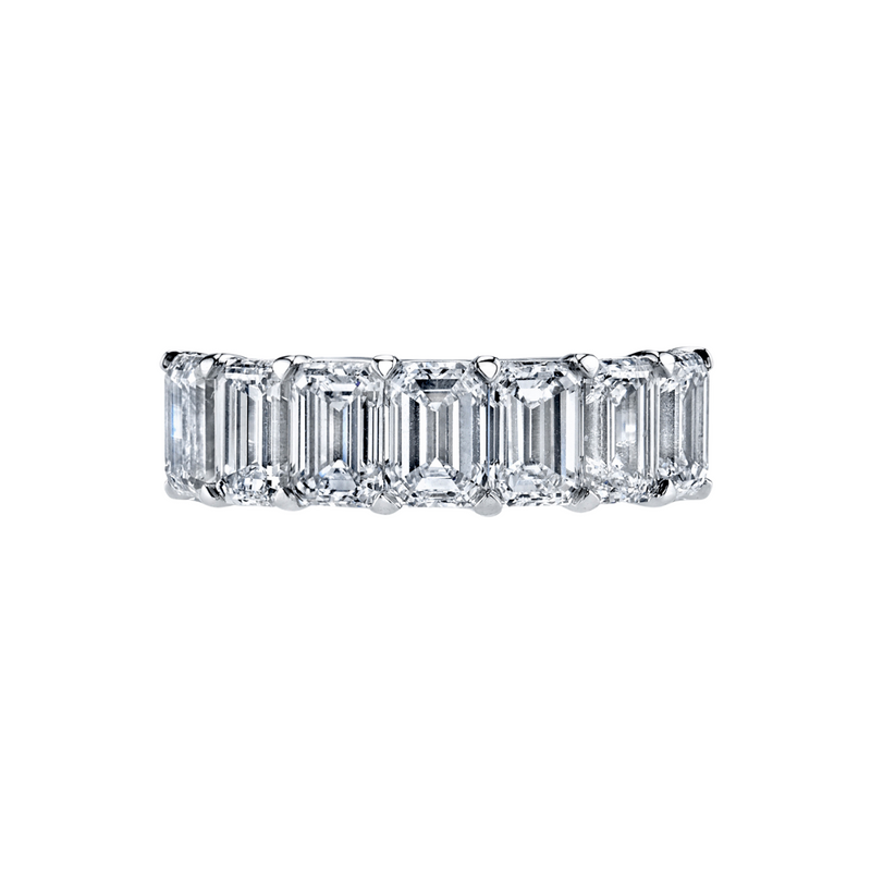 Platinum 7-Stone Emerald Cut Diamond Buttercup Band – 2.77 CTW