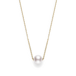 Classic Elegance 18K Yellow Gold Akoya Cultured Single Pearl Pendant Necklace