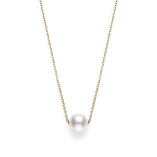 Classic Elegance 18K Yellow Gold Akoya Cultured Single Pearl Pendant Necklace