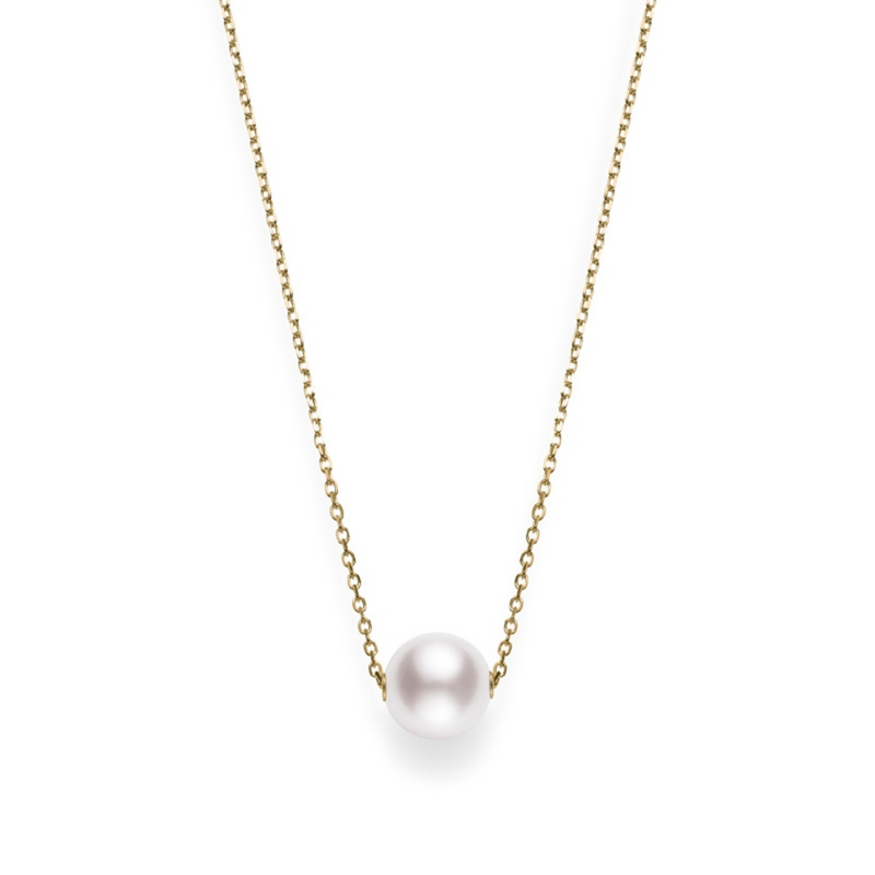 Classic Elegance 18K Yellow Gold Akoya Cultured Single Pearl Pendant Necklace