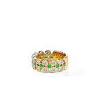 Cosmic 18K Yellow Gold Emeralds & Diamond Band Ring
