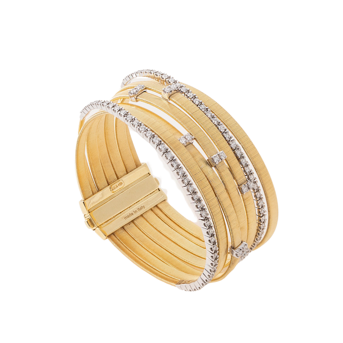 Marco Bicego Jewelry - Masai Collection Seven Strand 18K Yellow Gold Diamond Bracelet | Manfredi Jewels