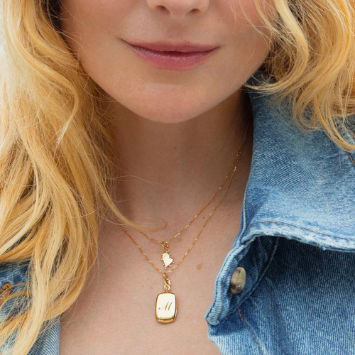 18K Yellow Gold Slim "Britt" 18K Gold Locket Necklace
