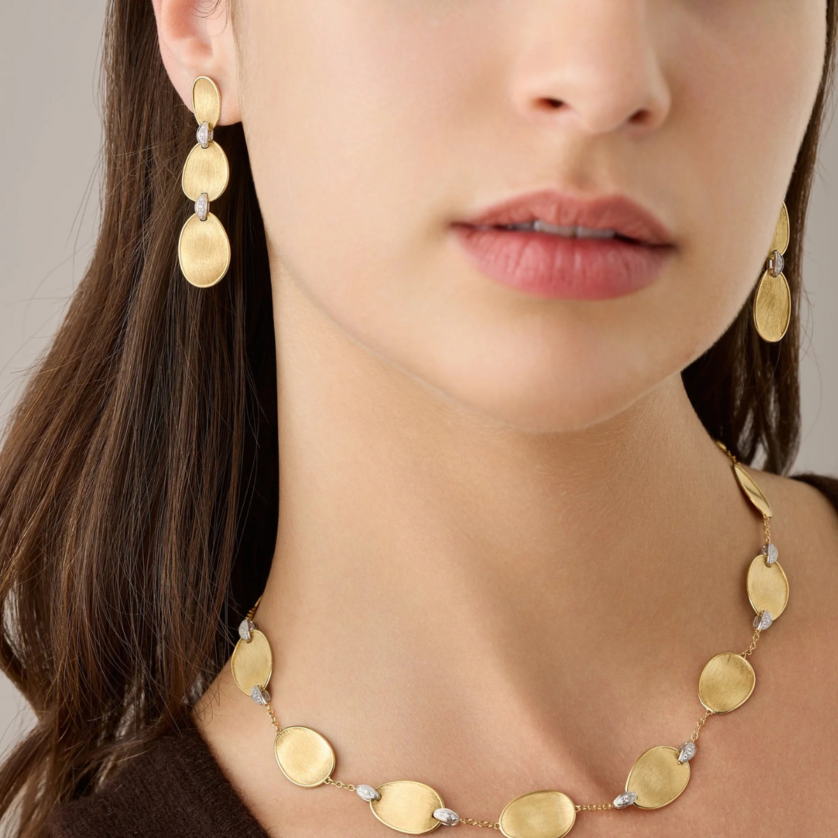 Marco Bicego Jewelry - Lunaria 18K Yellow Gold Three-Drop Earrings With Diamond Accents | Manfredi Jewels