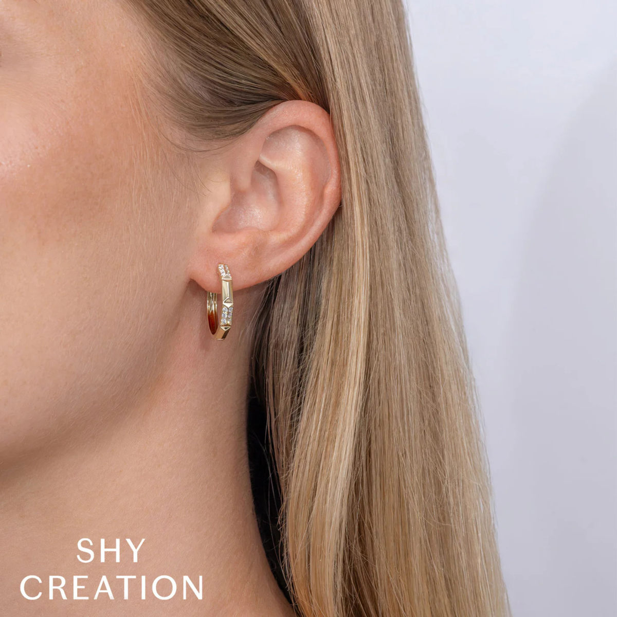 Kate 14K Yellow Gold & Diamond Geo Cut Hoop Earring