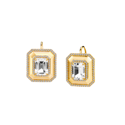 Geometrix 18K Yellow Gold Gemstone & Diamond Octa Earrings