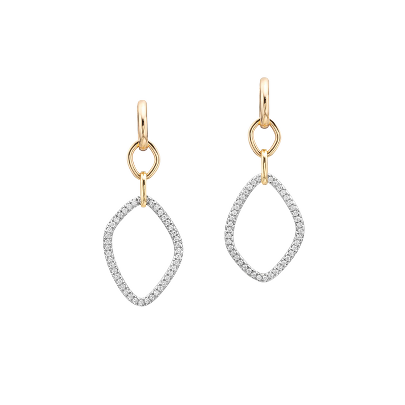 Two Tone 18K Yellow & White Diamond Gallet Earrings