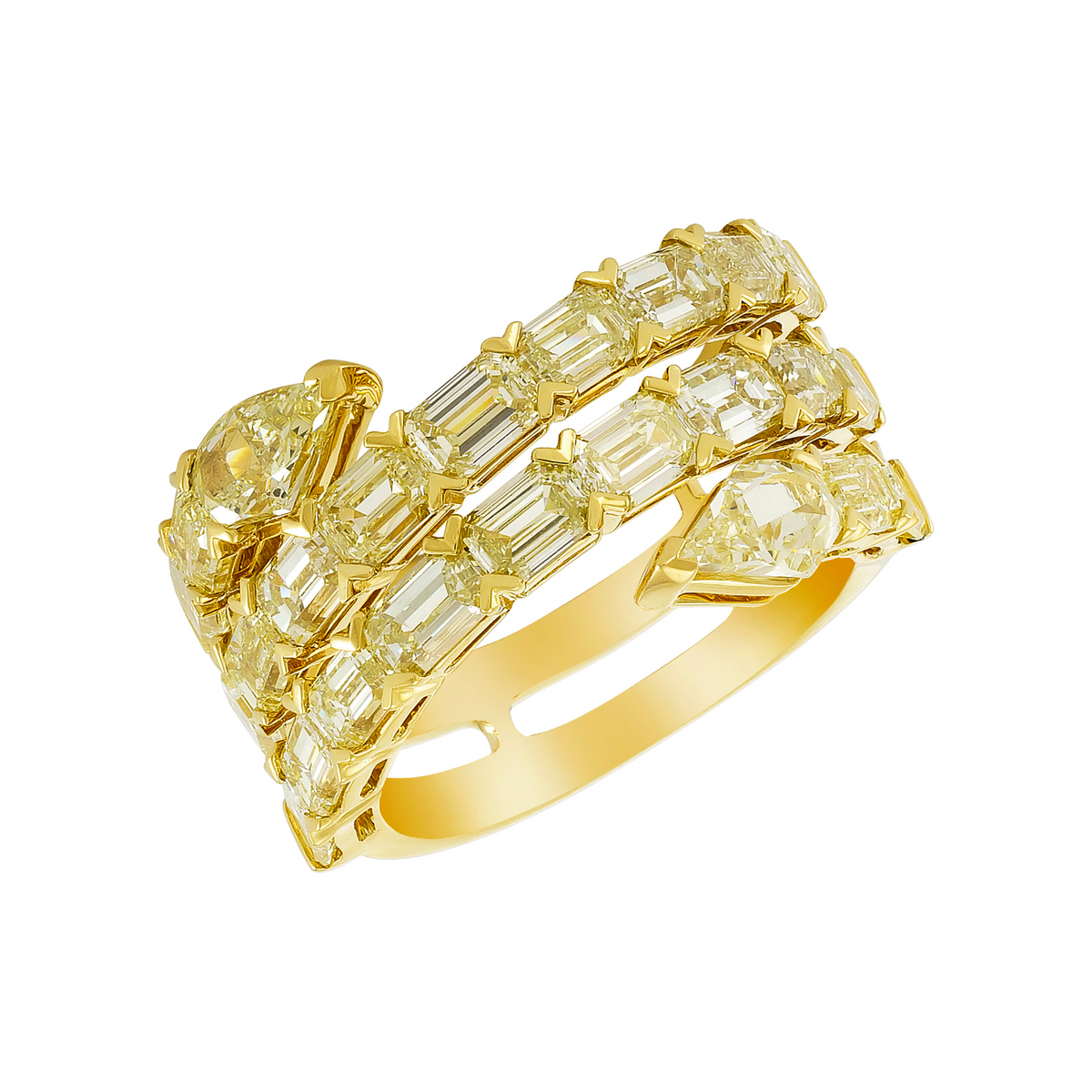 Etho Maria Jewelry - Triple Loop 18K Yellow Gold Yellow Diamond Ring | Manfredi Jewels