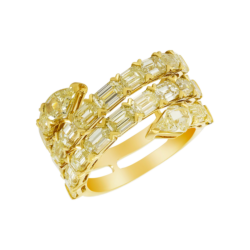 Triple Loop 18K Yellow Gold Yellow Diamond Ring