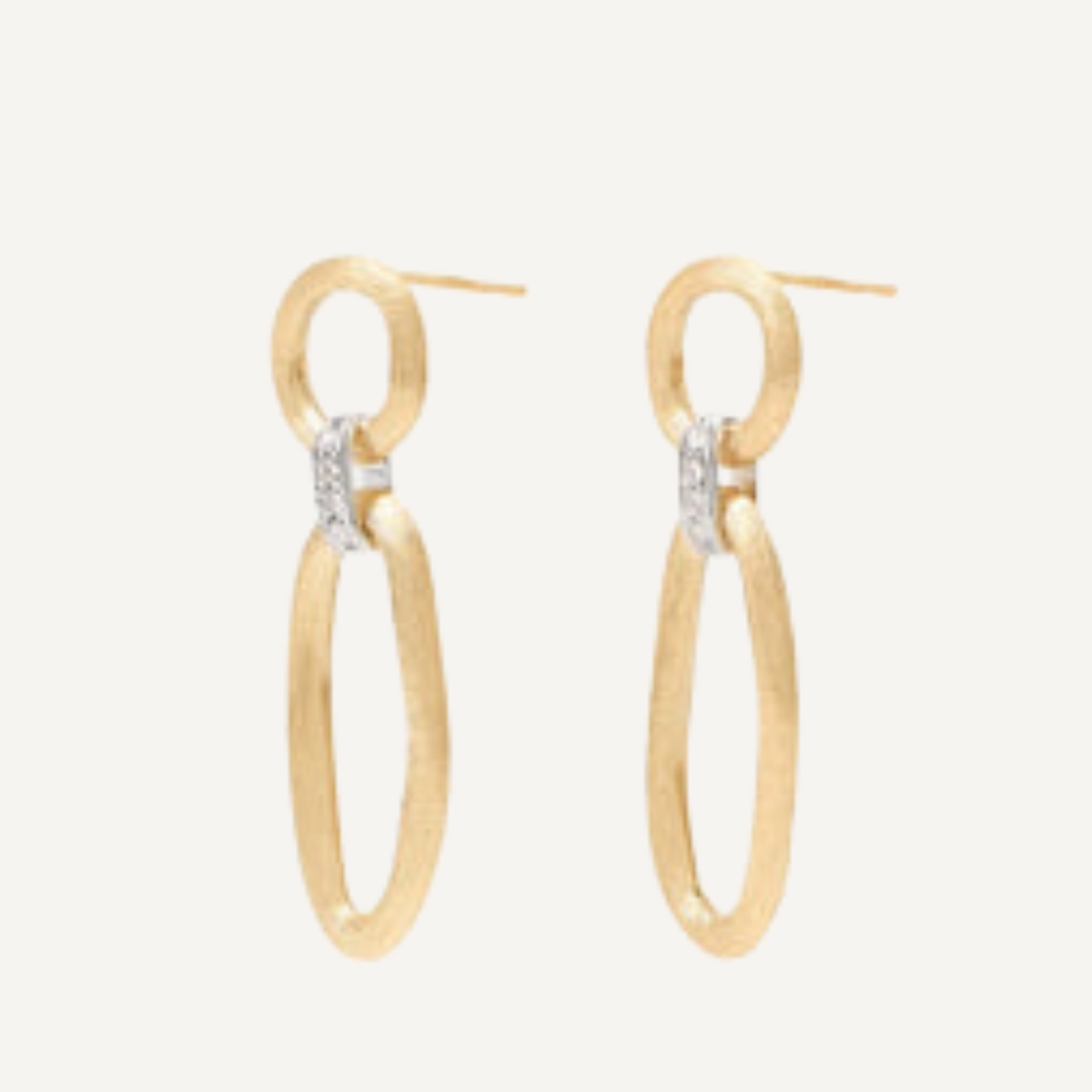 Marco Bicego Jewelry - Jaipur 18K Yellow & White Gold Mixed Link Diamond Drop Earrings | Manfredi Jewels