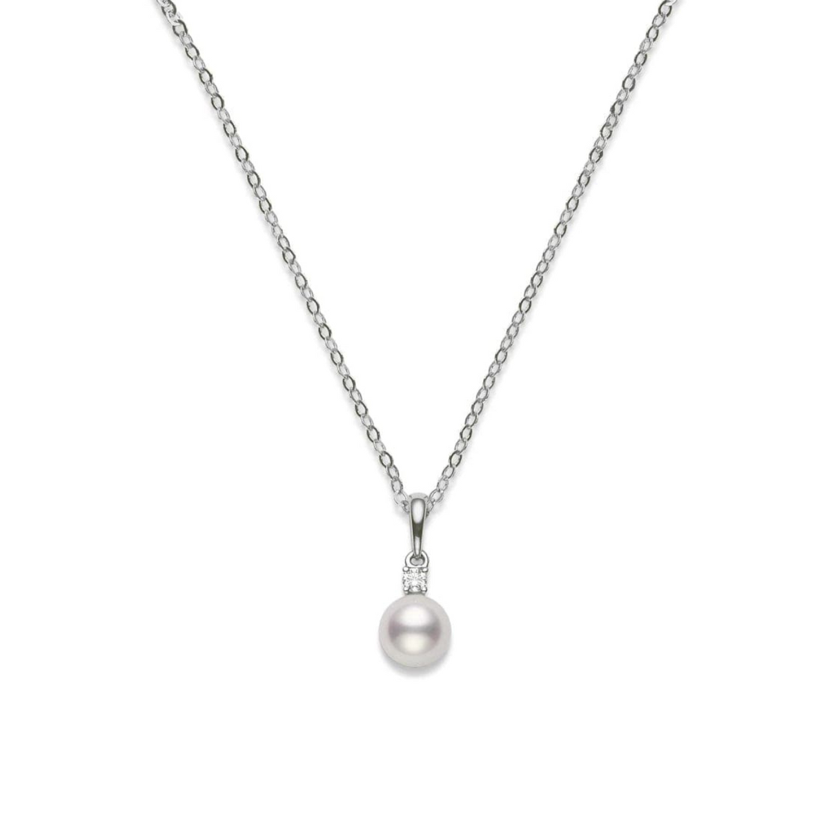 Mikimoto Jewelry - Morning Dew 18K White Gold Akoya Cultured Pearl Pendant Necklace | Manfredi Jewels