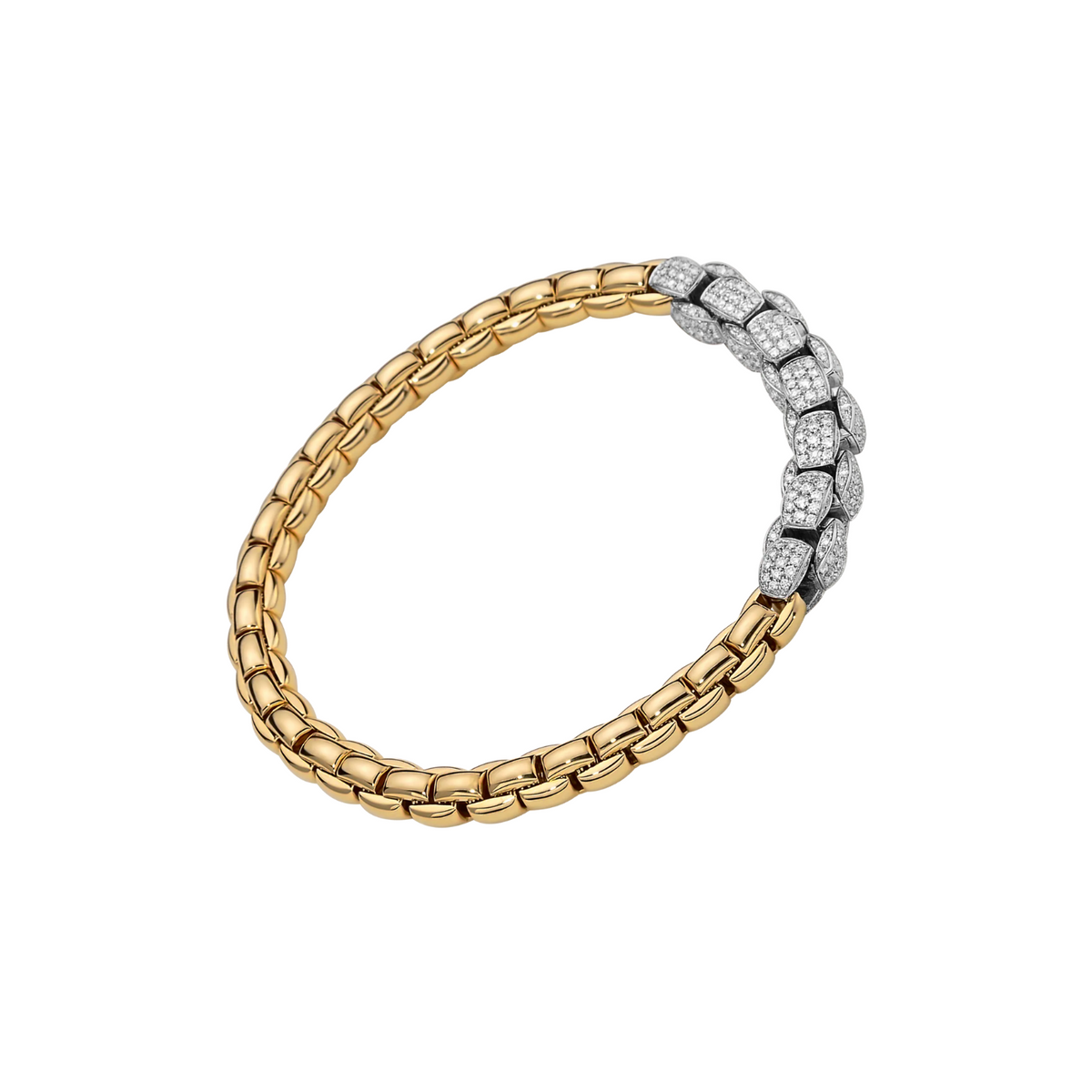 Fope Jewelry - Eka 18K Yellow & White Gold Diamond Pavé Chain Flex’it Bracelet | Manfredi Jewels