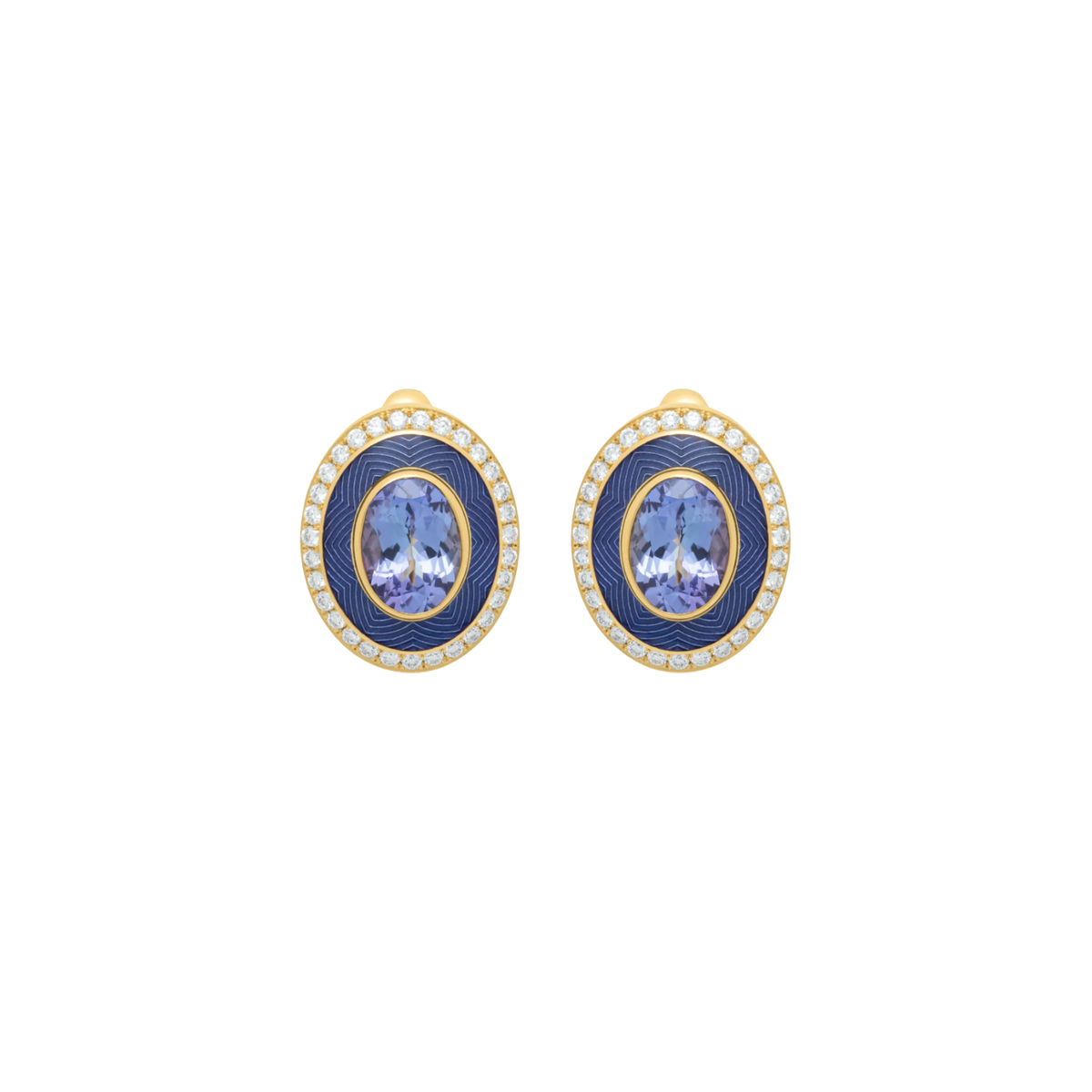 18K Yellow Gold, Diamond, & Tanzanite Earrings