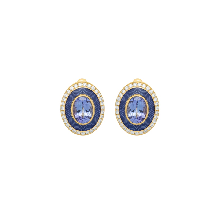 18K Yellow Gold, Diamond, & Tanzanite Earrings