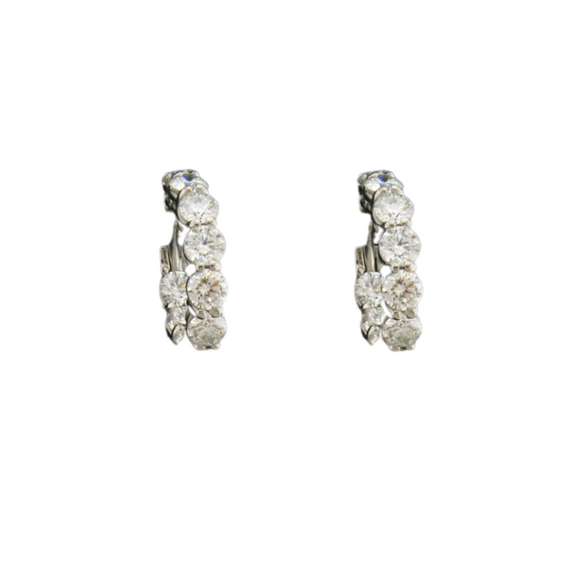 14K White Gold Diamond Hoop Earrings