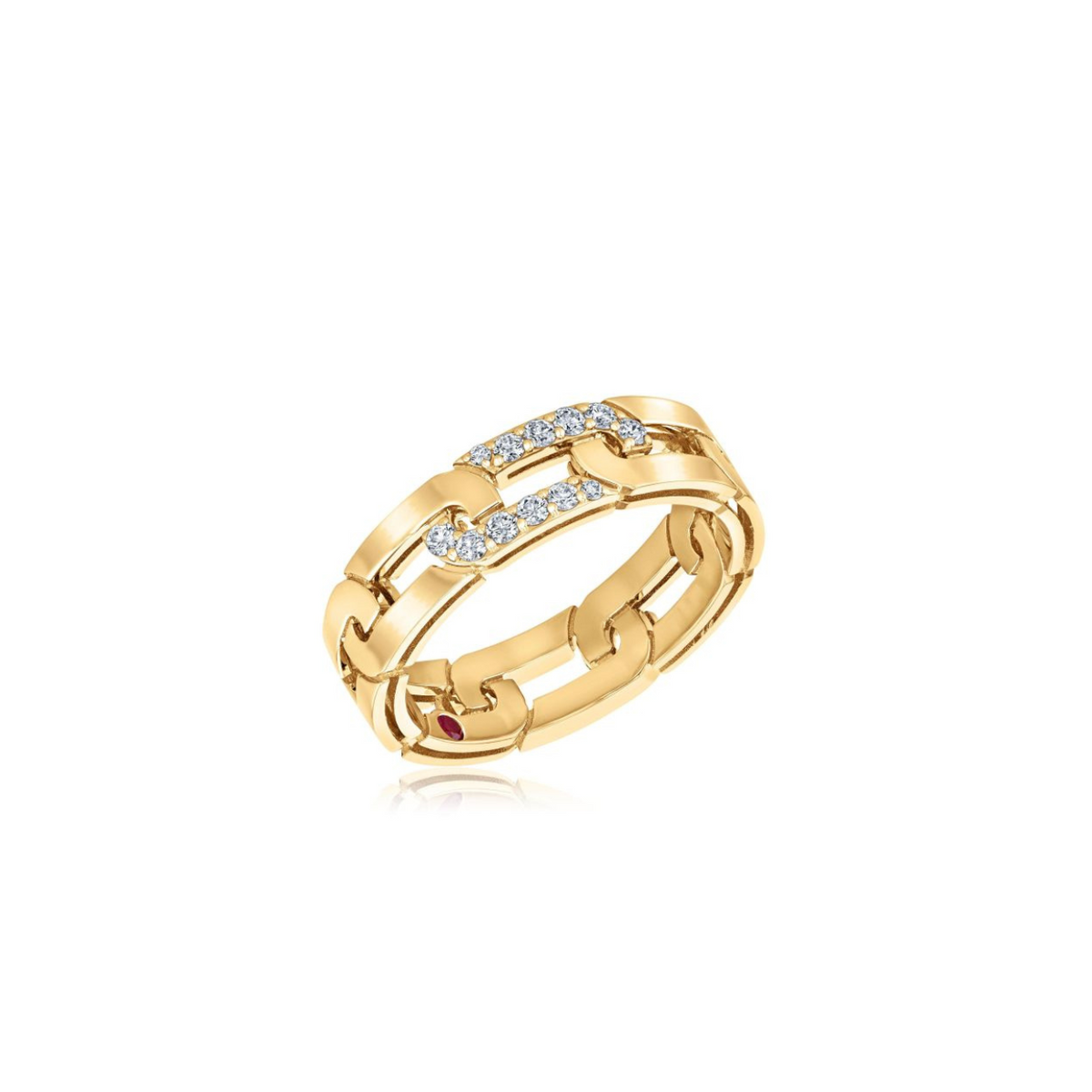 Roberto Coin Jewelry - Navarra 18K Yellow Gold Slim Diamond Accent Ring | Manfredi Jewels