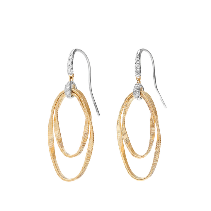 Marco Bicego Jewelry - Marrakech Onde 18K Yellow Gold Double Concentric Hook Diamond Earring | Manfredi Jewels